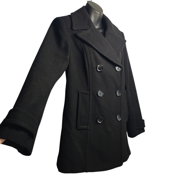 St. John's Bay Women's Black Double Breast Wool Blend Pea Coat Size S - Picture 3 of 6